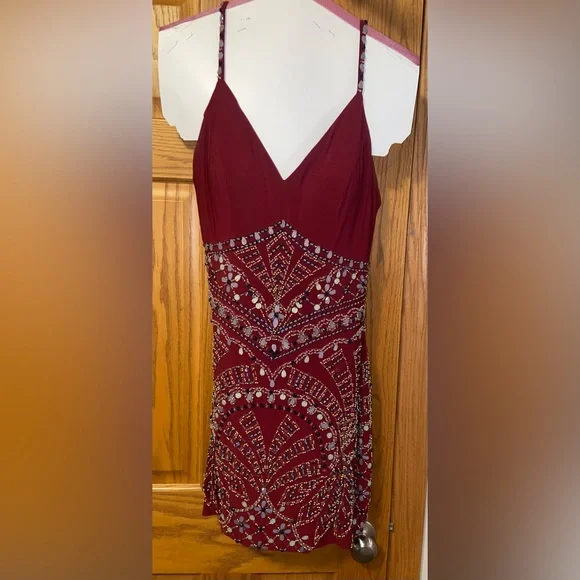 Rachel Allan Dresses | Maroon Mini Dress With A Bedazzled Design | Color: Red | Size: 10 | Pm-53086292's Closet